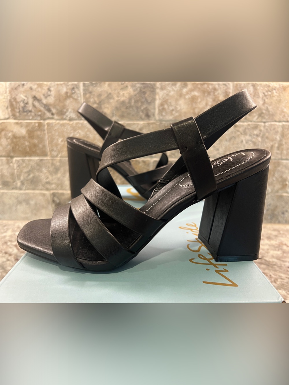 Life Stride Black Strappy Block Heel Sandals - Picture 3 of 8